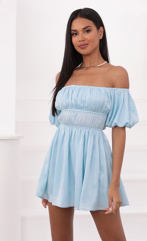 Picture Dorothy Off The Shoulder Dress in Light Blue. Source: https://media.lucyinthesky.com/data/Jun21_1/500xAUTO/1V9A1654.JPG