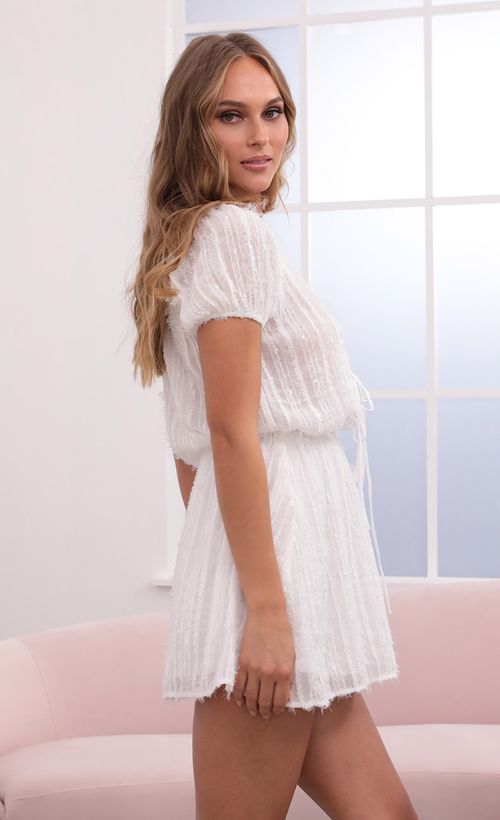 Picture Mae Striped Novelty Dress in White. Source: https://media.lucyinthesky.com/data/Jun21_1/500xAUTO/1V9A2236.JPG