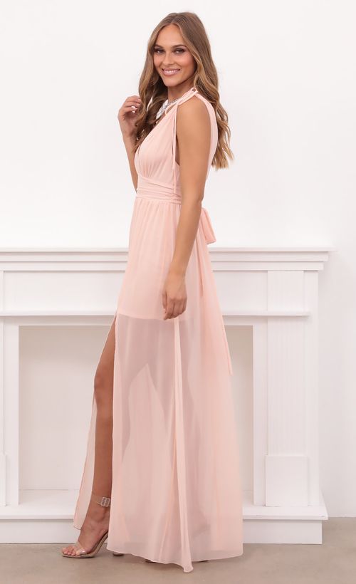 Picture Grace Chiffon Slit Maxi Dress in Rose Blush. Source: https://media.lucyinthesky.com/data/Jun21_1/500xAUTO/1V9A3495.JPG