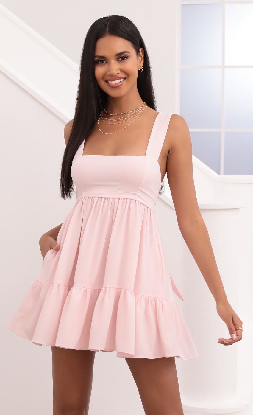 Picture Aurora Square Neckline Dress in Pink. Source: https://media.lucyinthesky.com/data/Jun21_1/850xAUTO/1V9A4205.JPG