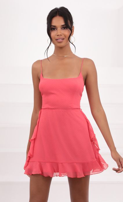 Party dresses > Adley Chiffon Mini Dress in Coral