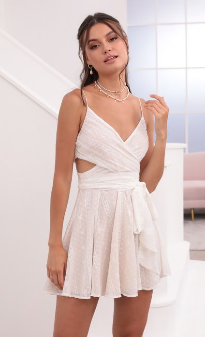 Party dresses > Jillian Chiffon Wrap Dress in White