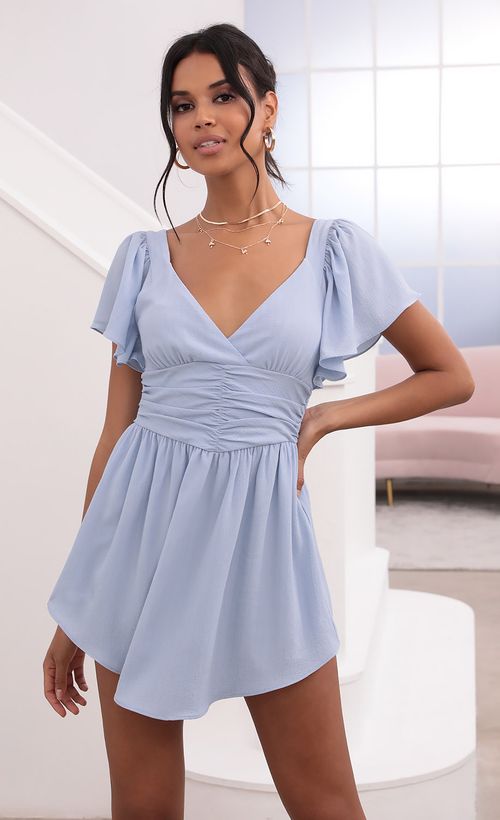 Picture Alexia Flutter Sleeved Dress in Baby Blue. Source: https://media.lucyinthesky.com/data/Jun21_2/500xAUTO/1V9A1989.JPG