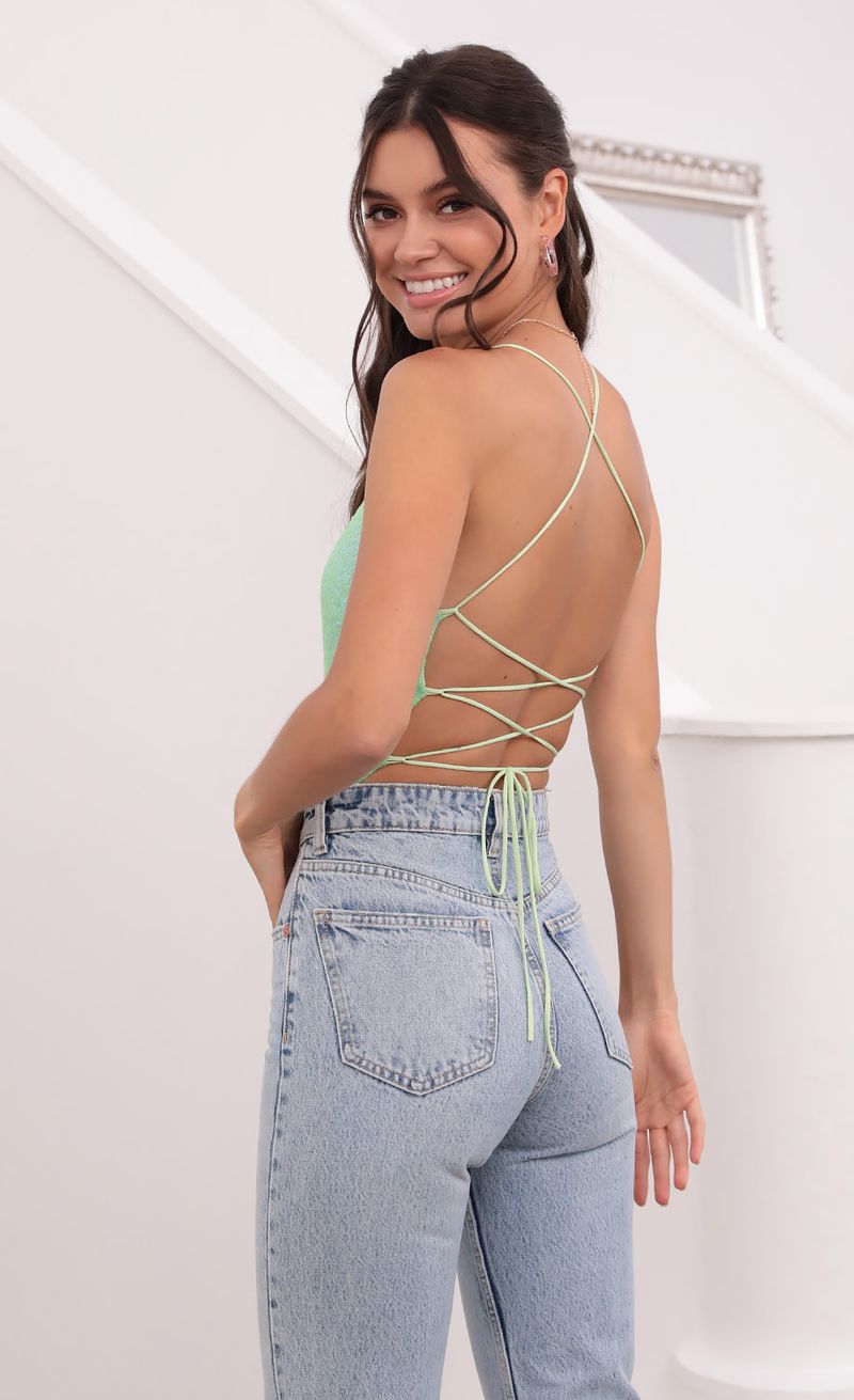 Picture Party Sequin Bodysuit in Lime Green. Source: https://media.lucyinthesky.com/data/Jun21_2/800xAUTO/1V9A0525.JPG