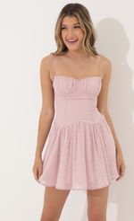 Picture Devyn Fit and Flare Dress in Pink. Source: https://media.lucyinthesky.com/data/Jun22_1/150xAUTO/1V9A5431.JPG