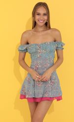 Picture Estrella Embroidered Floral Dress in Teal. Source: https://media.lucyinthesky.com/data/Jun22_1/150xAUTO/1V9A5479.JPG