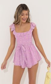 Picture thumb Effie Floral Sequin Chiffon Romper in Purple. Source: https://media.lucyinthesky.com/data/Jun22_1/170xAUTO/1V9A1694.JPG