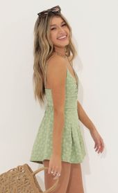 Picture thumb Clara Jacquard Floral Romper in Green. Source: https://media.lucyinthesky.com/data/Jun22_1/170xAUTO/1V9A3040.JPG