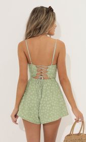 Picture thumb Clara Jacquard Floral Romper in Green. Source: https://media.lucyinthesky.com/data/Jun22_1/170xAUTO/1V9A3139.JPG