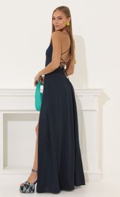 Picture thumb Caitlin Crepe Pinstripe Maxi Dress in Navy. Source: https://media.lucyinthesky.com/data/Jun22_1/170xAUTO/1V9A5139.JPG