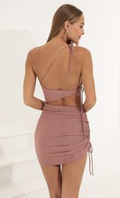 Picture thumb Katelyn Dotted Ruched Cutout Dress in Mauve. Source: https://media.lucyinthesky.com/data/Jun22_1/170xAUTO/1V9A68291.JPG