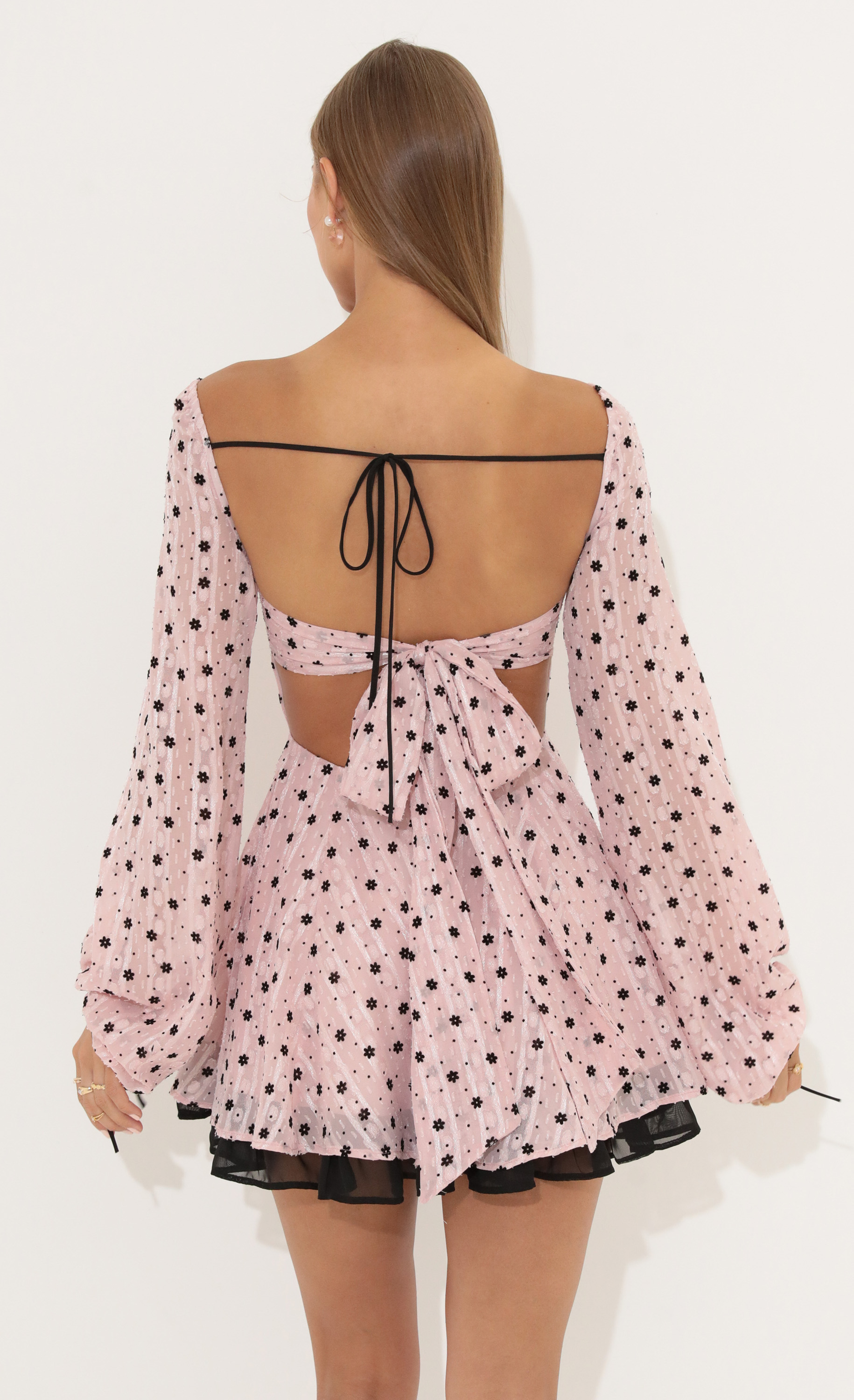 Deborah Chiffon Fit and Flare Dress in Pink
