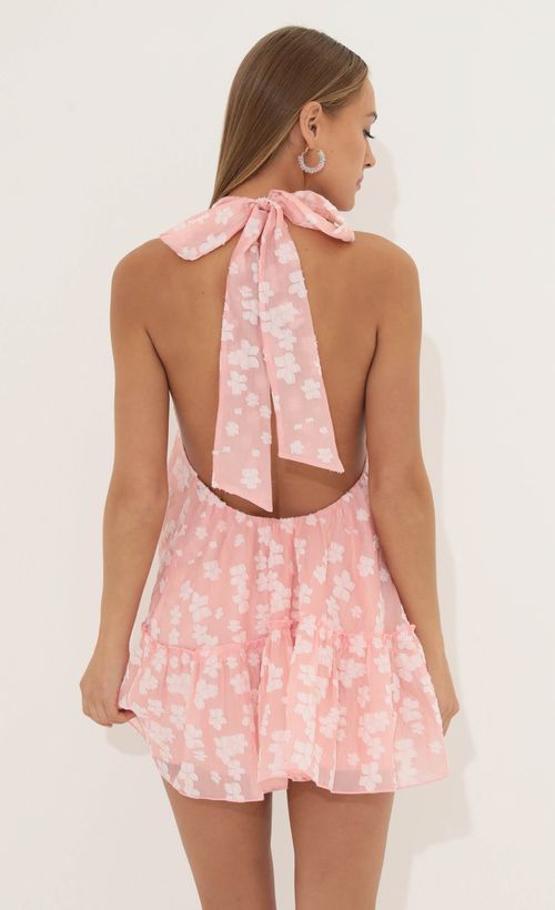 Picture Tamera Floral Halter Neck Dress in Pink. Source: https://media.lucyinthesky.com/data/Jun22_1/500xAUTO/1V9A1058.JPG