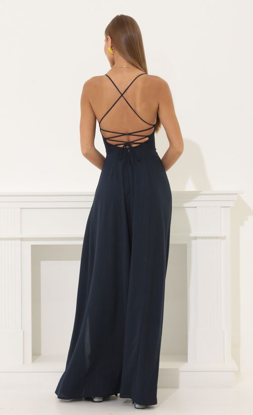 Picture Caitlin Crepe Pinstripe Maxi Dress in Navy. Source: https://media.lucyinthesky.com/data/Jun22_1/500xAUTO/1V9A5191.JPG