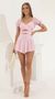 Picture Mirabel Chiffon Puff Sleeve Romper in Pink. Source: https://media.lucyinthesky.com/data/Jun22_1/50x90/1V9A3371.JPG