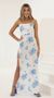 Picture Aviana Floral Crepe Satin Maxi in White and Blue. Source: https://media.lucyinthesky.com/data/Jun22_1/50x90/1V9A5204.JPG