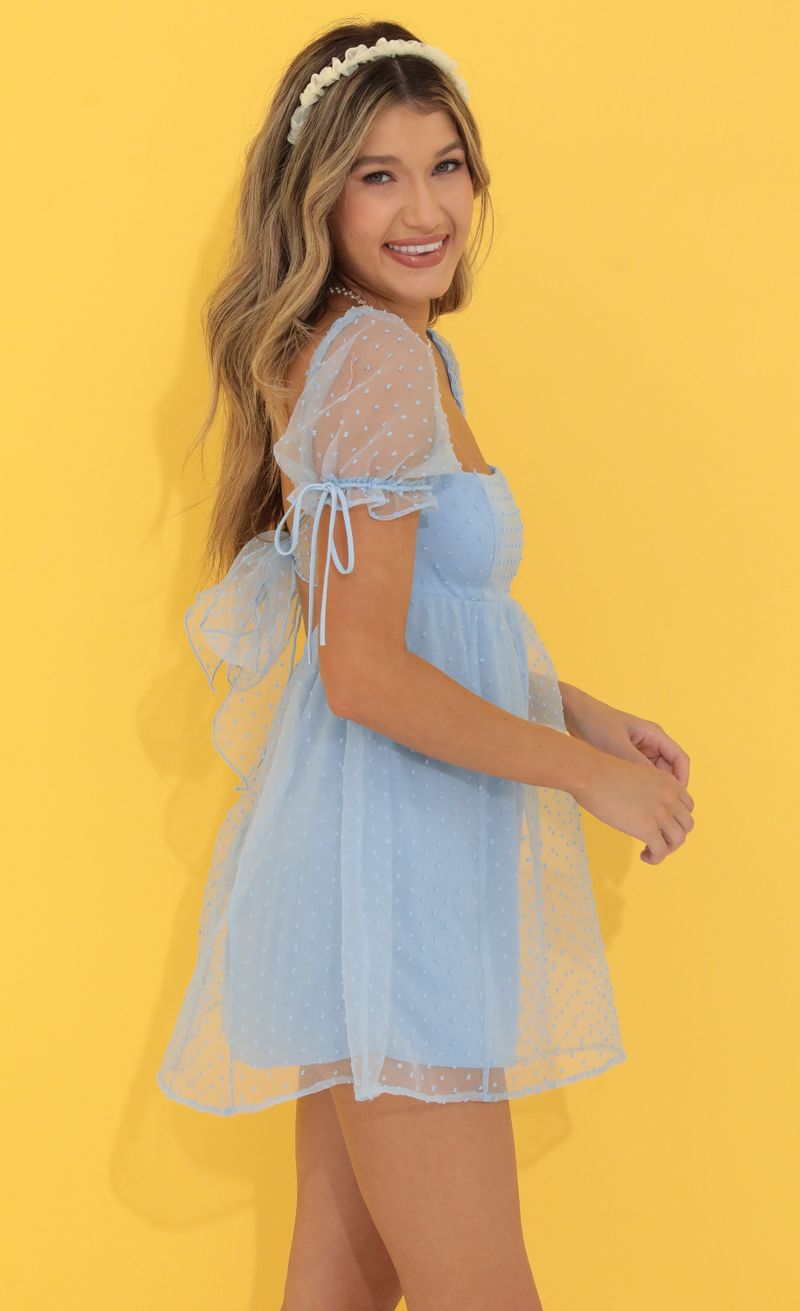 Emerson Dotted Baby Doll Dress in Blue Lucy in the Sky