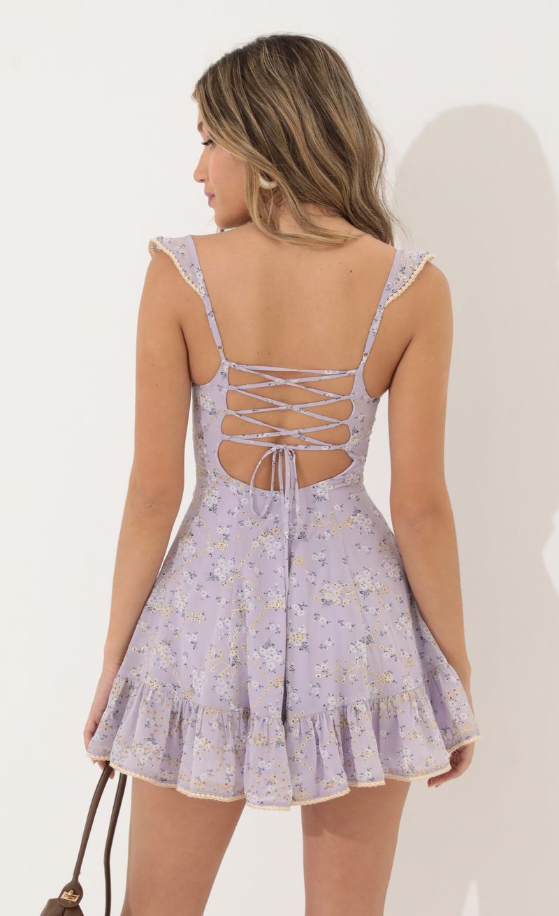 Picture Cindi Embroidered Chiffon A-Line Dress in Purple. Source: https://media.lucyinthesky.com/data/Jun22_1/800xAUTO/1V9A8799.JPG