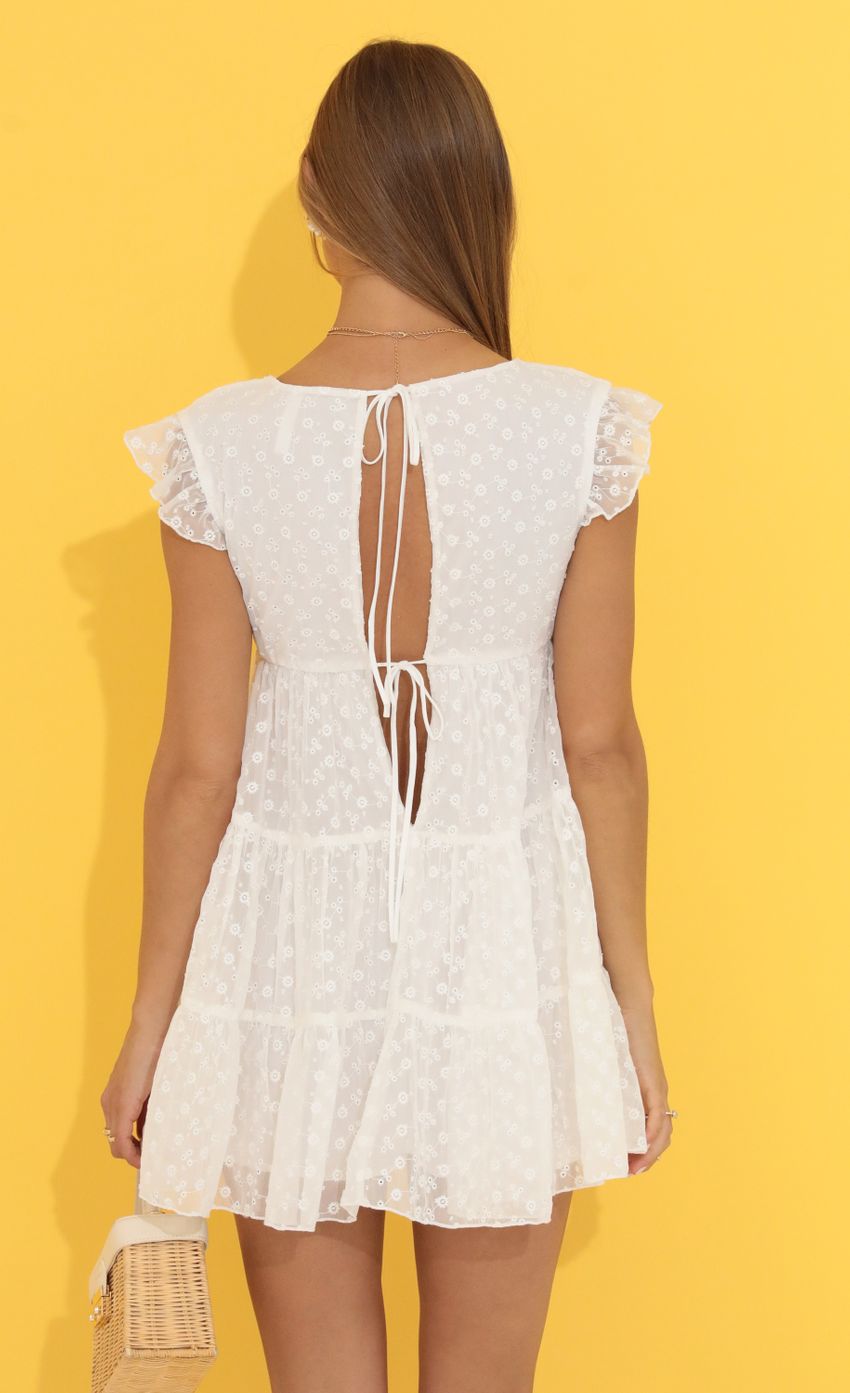 Picture Tami Chiffon Embroidered Baby Doll Dress in White. Source: https://media.lucyinthesky.com/data/Jun22_1/850xAUTO/1V9A6567.JPG