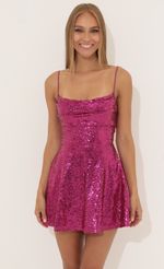 Picture Jewel Sequin Cowl Neck Dress in Purple. Source: https://media.lucyinthesky.com/data/Jun22_2/150xAUTO/1V9A55871.JPG