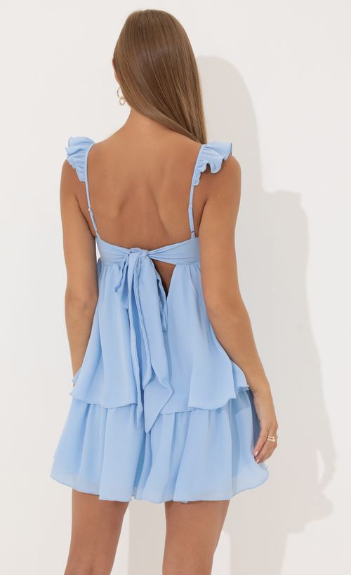 Picture Maizey Ruffle Dress in Blue. Source: https://media.lucyinthesky.com/data/Jun22_2/500xAUTO/1V9A3013.JPG
