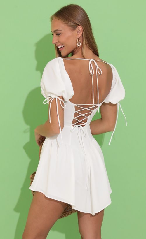 Picture Sunny Fit and Flare Dress in White. Source: https://media.lucyinthesky.com/data/Jun22_2/500xAUTO/1V9A3298.JPG