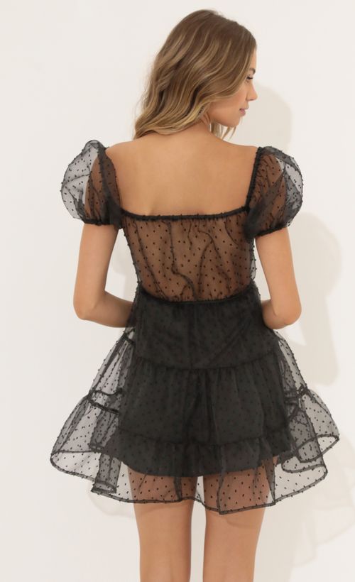 Picture Breanna Dotted Organza Dress in Black. Source: https://media.lucyinthesky.com/data/Jun22_2/500xAUTO/1V9A6402.JPG