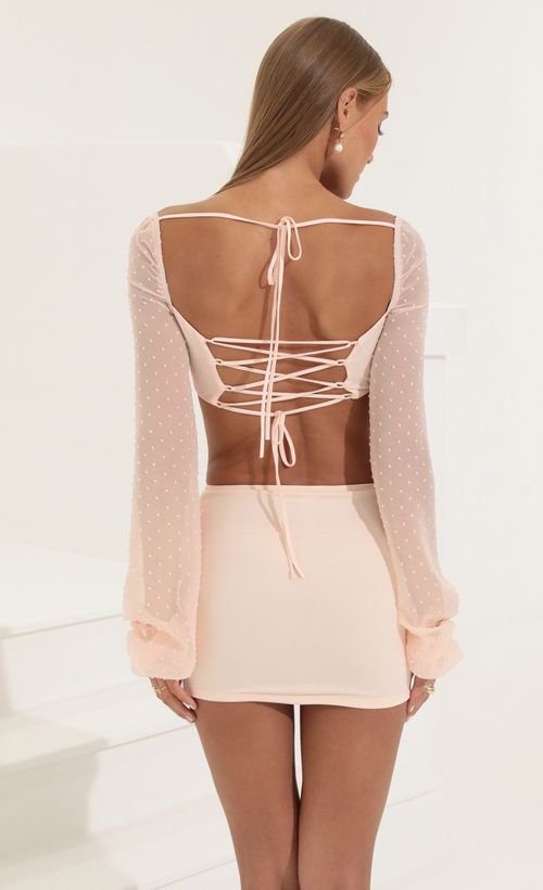 Picture Wendy Chiffon Long Sleeve Two Piece Set in Salmon. Source: https://media.lucyinthesky.com/data/Jun22_2/500xAUTO/1V9A6842.JPG