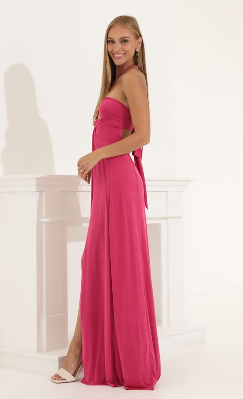 Picture Sandra Cutout Maxi Dress in Hot Pink. Source: https://media.lucyinthesky.com/data/Jun22_2/500xAUTO/1V9A7706.JPG