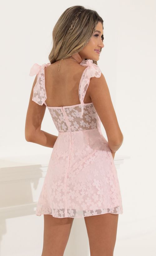 Picture Tia A-line Floral Dress in Pink. Source: https://media.lucyinthesky.com/data/Jun22_2/500xAUTO/1V9A8334.JPG
