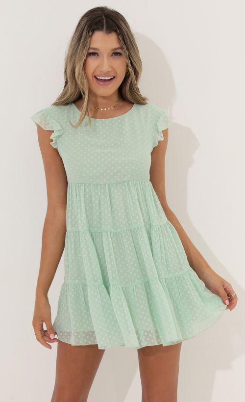 Picture Tami Chiffon Baby Doll Dress in Green. Source: https://media.lucyinthesky.com/data/Jun22_2/500xAUTO/1V9A8735.JPG
