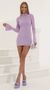 Picture Trixie Slinky Long Sleeve Mock Neck Dress in Purple. Source: https://media.lucyinthesky.com/data/Jun22_2/50x90/1V9A3591.JPG