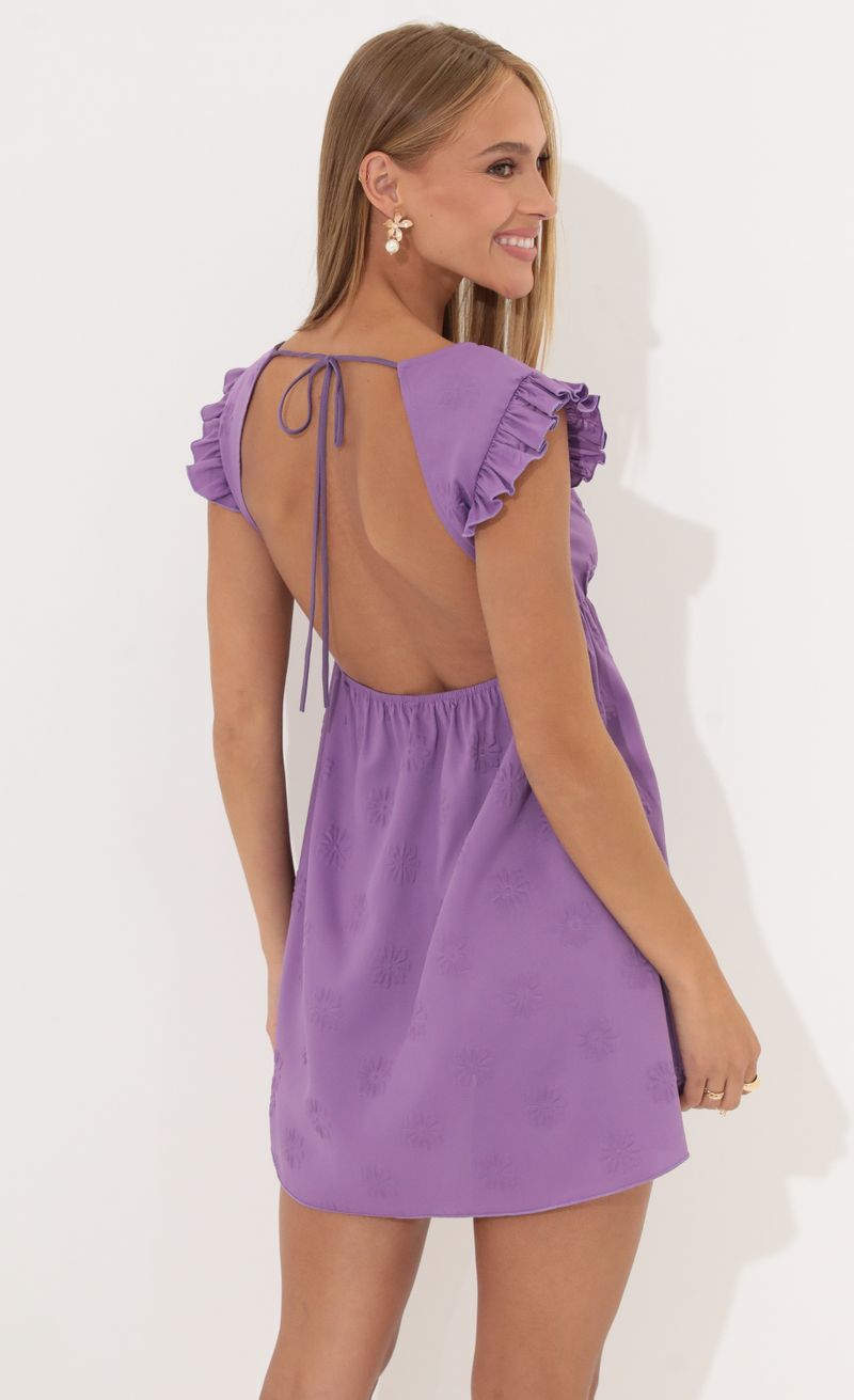 Picture Lindsay Embossed Baby Doll Dress in Purple. Source: https://media.lucyinthesky.com/data/Jun22_2/800xAUTO/1V9A6196.JPG