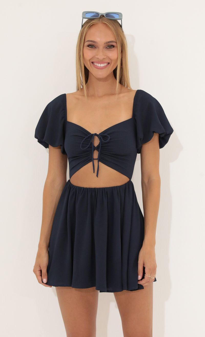 Picture Jess Crepe Tummy Cutout Dress in Navy. Source: https://media.lucyinthesky.com/data/Jun22_2/800xAUTO/1V9A8685.JPG