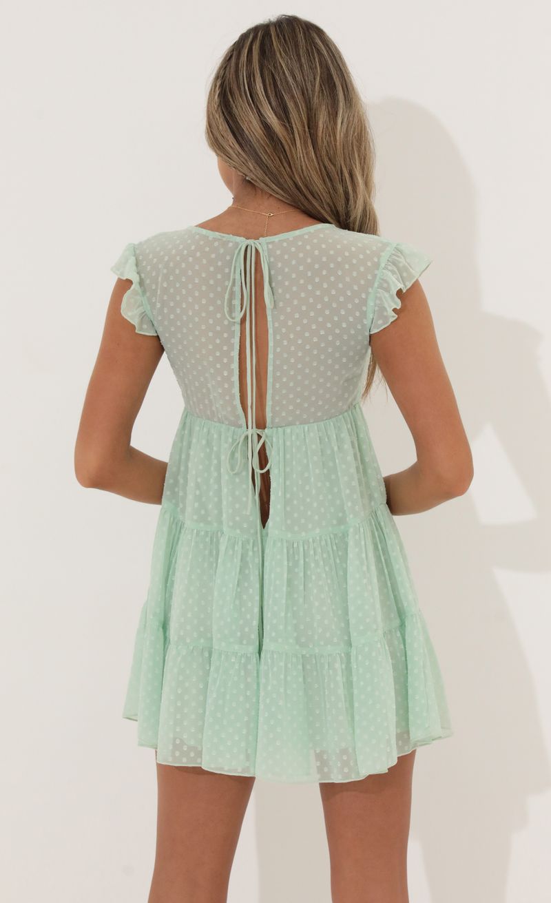 Picture Tami Chiffon Baby Doll Dress in Green. Source: https://media.lucyinthesky.com/data/Jun22_2/800xAUTO/1V9A8811.JPG