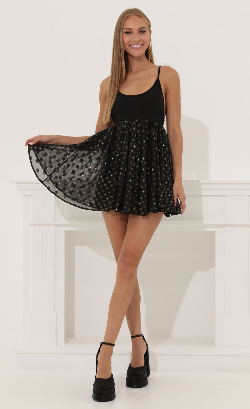 Picture Ginger Floral Baby Doll Dress in Black. Source: https://media.lucyinthesky.com/data/Jun22_2/850xAUTO/1V9A7062.JPG