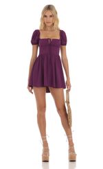 Picture Dianella Puff Sleeve Dress in Purple. Source: https://media.lucyinthesky.com/data/Jun23/150xAUTO/510bdff7-d6da-4c6b-8fc9-ddca822f6210.jpg
