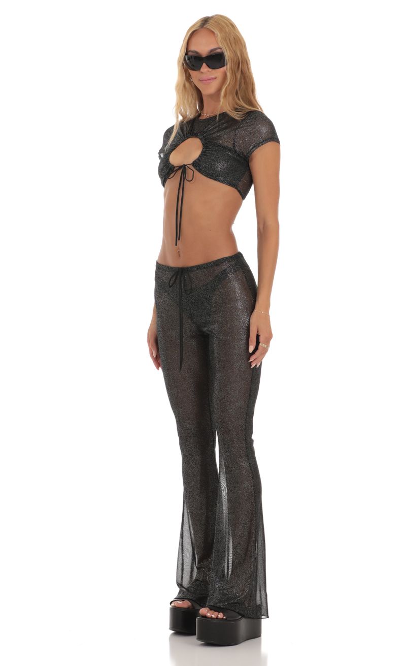 River Island Petite sequin flare pant in black - part of a set | ASOS