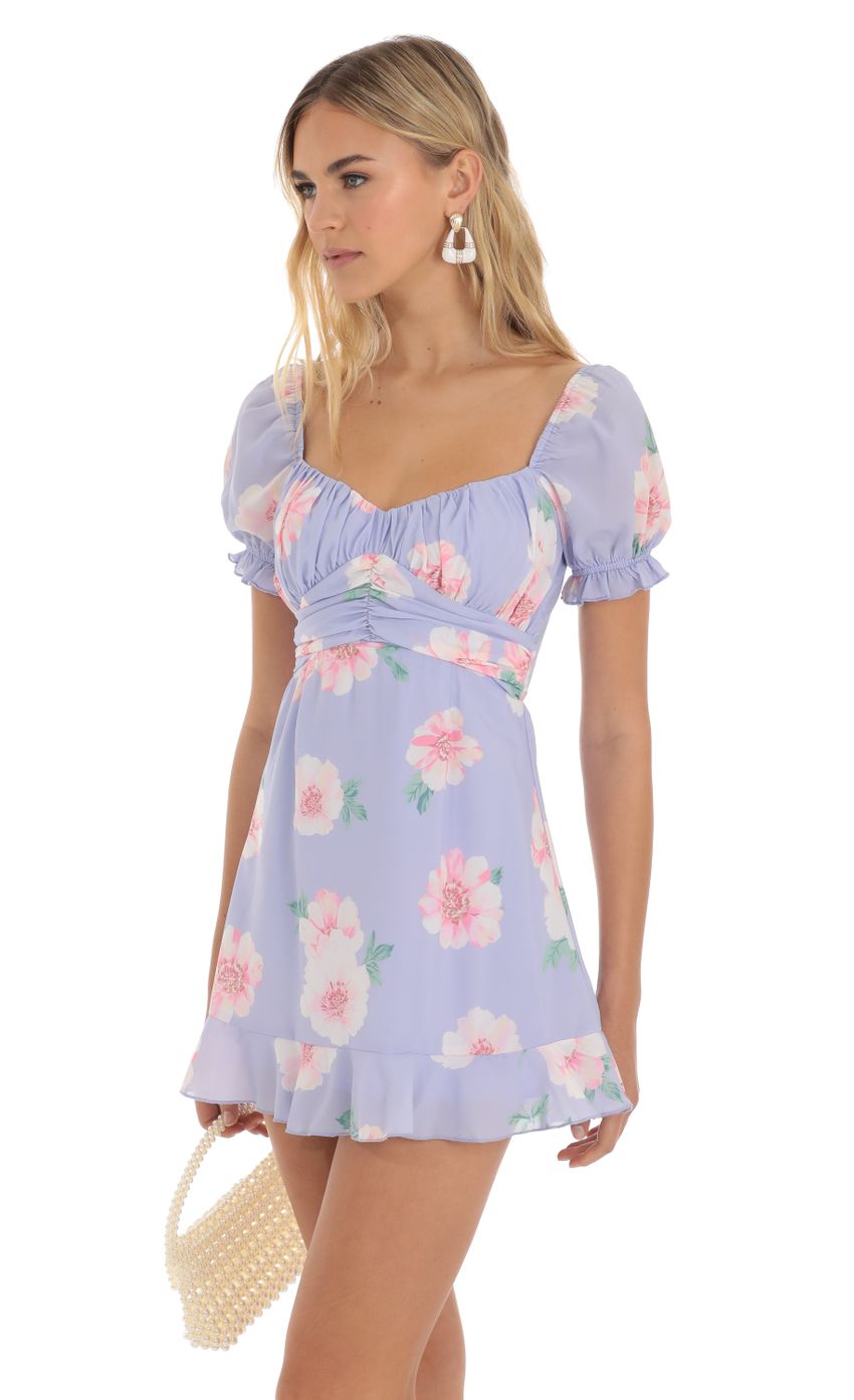 Picture Alice Floral Fit and Flare Dress in Purple. Source: https://media.lucyinthesky.com/data/Jun23/850xAUTO/0602c3d0-3e25-4446-851d-8d2043a79063.jpg