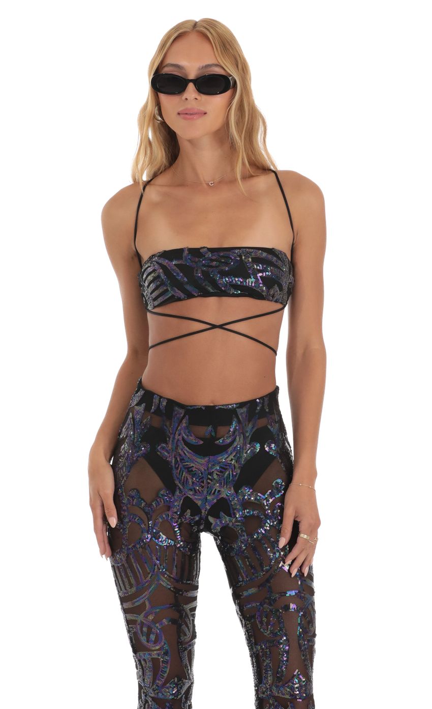 Picture Peony Iridescent Sequin Three Piece Set in Black. Source: https://media.lucyinthesky.com/data/Jun23/850xAUTO/0b6f1225-0033-4630-9545-d42af264d1a3.jpg