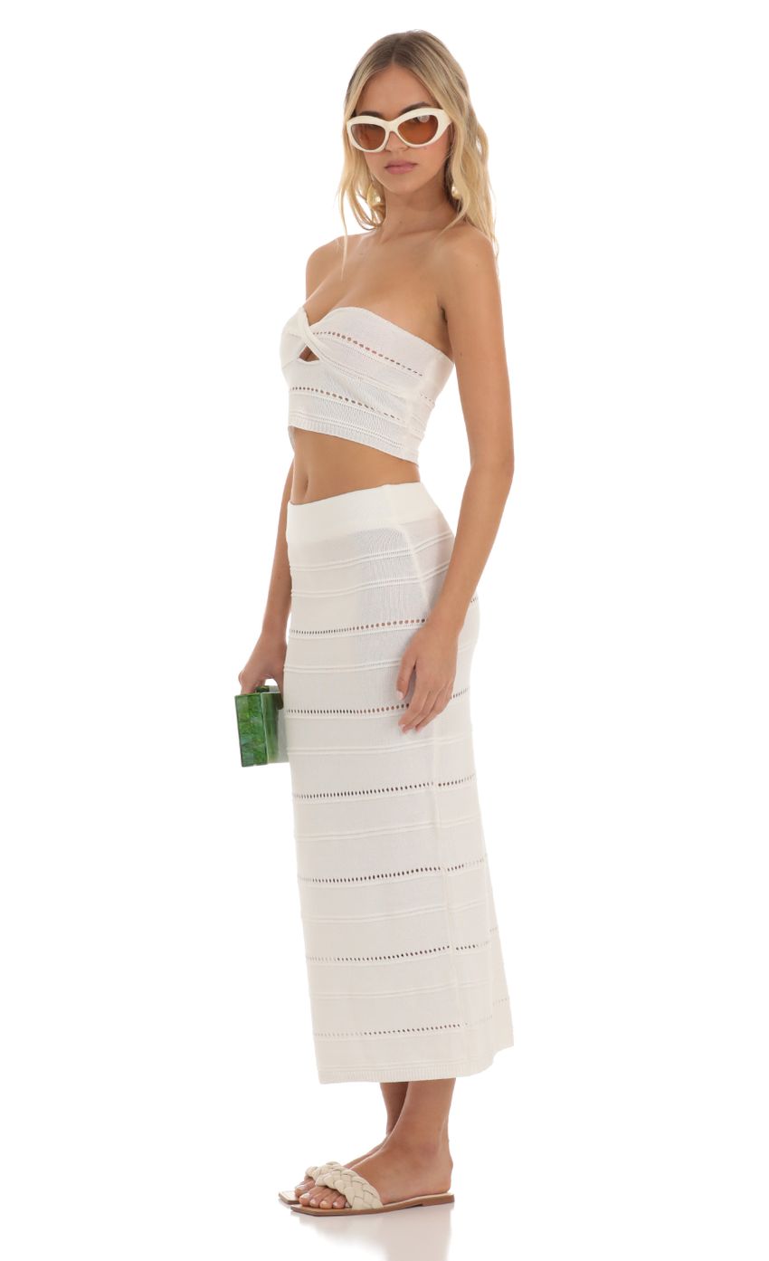 Picture Alvord Crochet Strapless Two Piece Skirt Set in White. Source: https://media.lucyinthesky.com/data/Jun23/850xAUTO/458e4ba2-6863-4cb7-aaa8-a0bdc8fa0b86.jpg