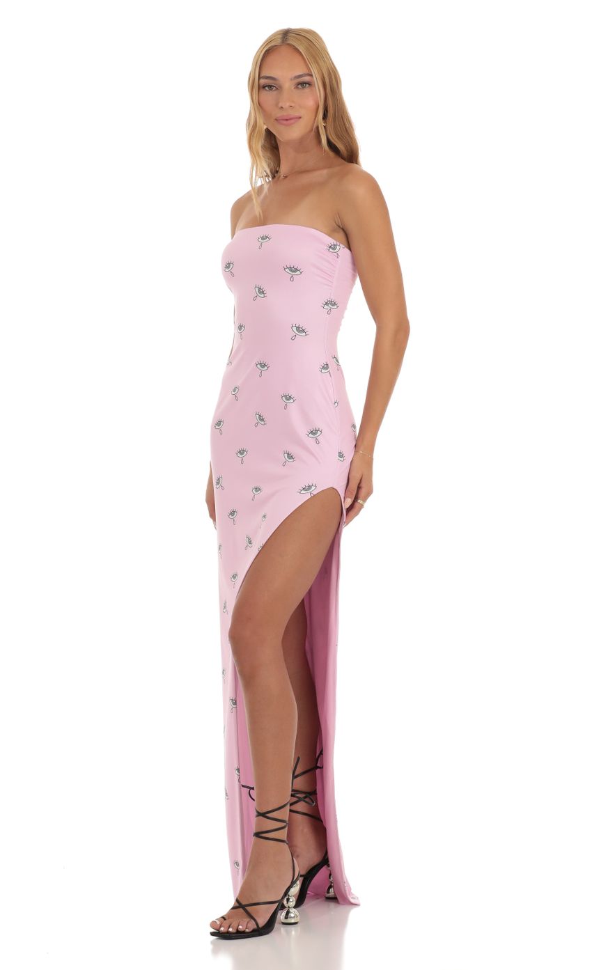 Picture Birch Eye Print Strapless Maxi Dress in Pink. Source: https://media.lucyinthesky.com/data/Jun23/850xAUTO/6c964c84-6c58-456e-bfcd-e5eb0dbceb92.jpg