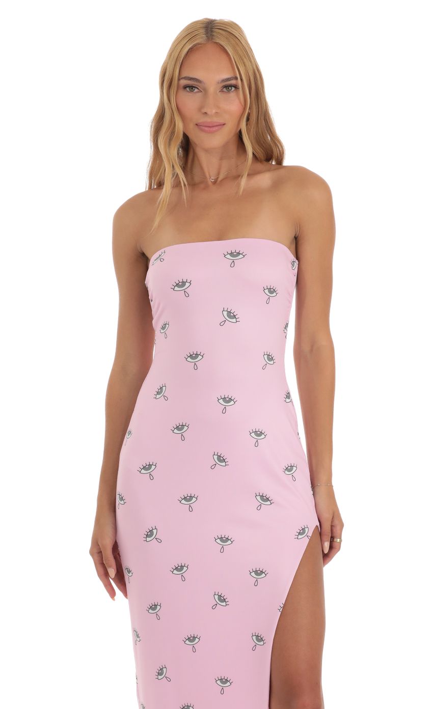 Picture Birch Eye Print Strapless Maxi Dress in Pink. Source: https://media.lucyinthesky.com/data/Jun23/850xAUTO/6e174575-bfe0-4c4f-b7fe-eb25f3b8f1b7.jpg