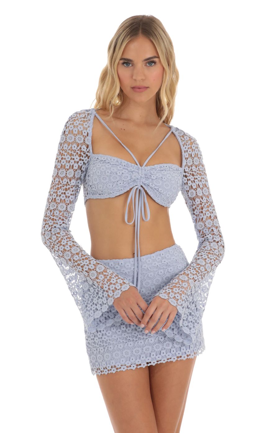 Picture Aubretia Embroidered Two Piece Skirt Set in Blue. Source: https://media.lucyinthesky.com/data/Jun23/850xAUTO/a68f2008-9119-474b-83f7-4747df1e1588.jpg