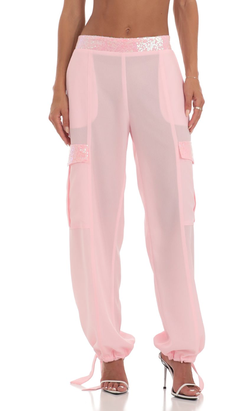 Picture Nerine Sequin Pants in Pink. Source: https://media.lucyinthesky.com/data/Jun23/850xAUTO/d34e4888-7a07-426c-9bd4-18444055d251.jpg