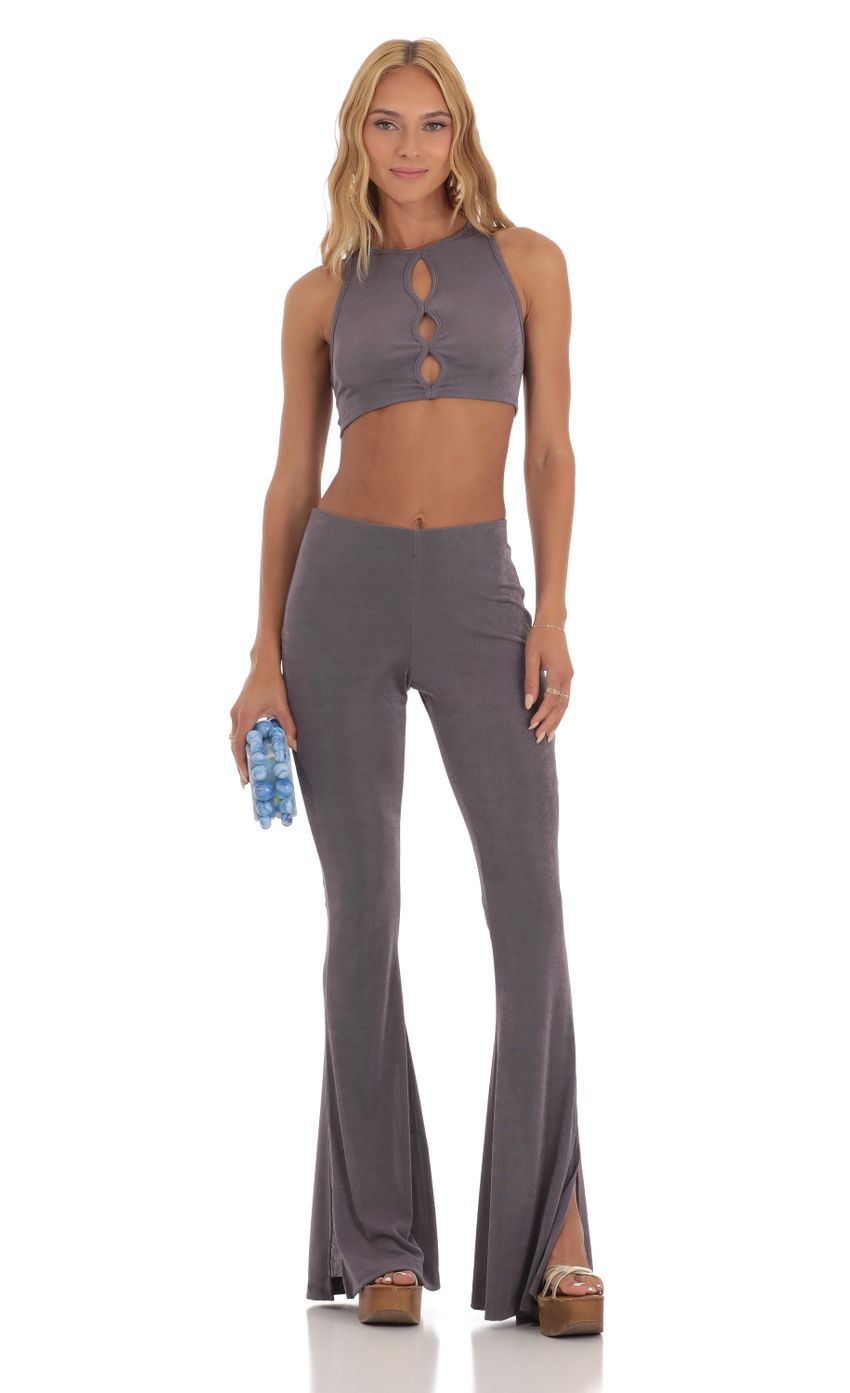 Picture Jeanette Cutout Two Piece Pant Set in Purple. Source: https://media.lucyinthesky.com/data/Jun23/850xAUTO/f3849840-82f9-4998-959e-17192a5c03ba.jpg