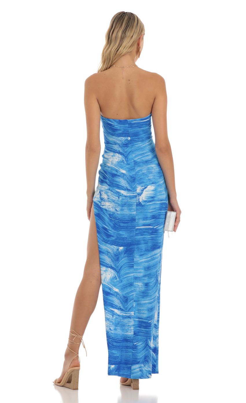 Picture Birch Strapless Maxi Dress in Blue Swirl. Source: https://media.lucyinthesky.com/data/Jun23/850xAUTO/f5c6edfe-72f1-41c8-98ca-80931e74df11.jpg