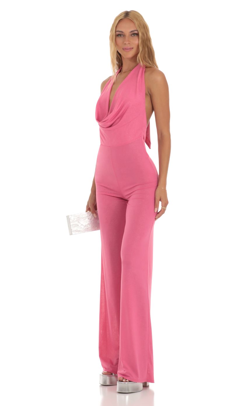 Picture Cath Foiled Open Back Jumpsuit in Pink. Source: https://media.lucyinthesky.com/data/Jun23/850xAUTO/fed0f1d8-02dc-4678-ab55-dc0a98e108d3.jpg