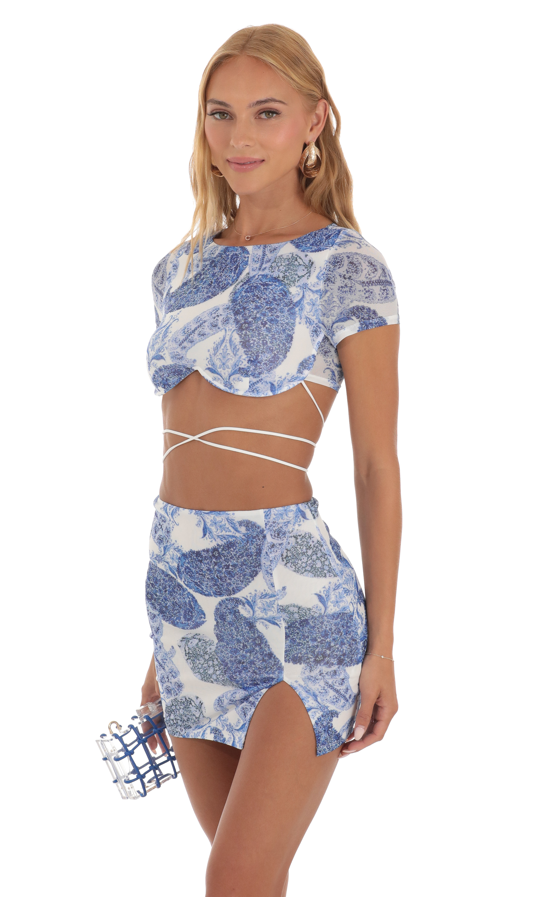 Journey Paisley Two Piece Set in Blue and White