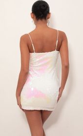 Picture thumb Glisten Bodycon Dress in White Iridescent. Source: https://media.lucyinthesky.com/data/Mar19_1/170xAUTO/781A2985.JPG
